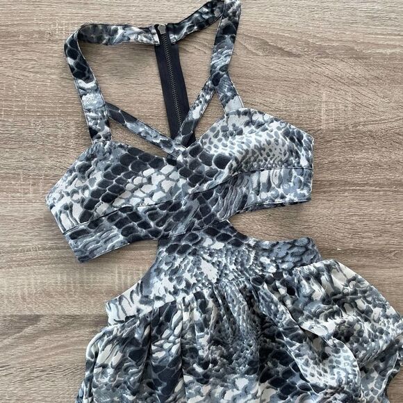 Stylestalker chiffon cut out phyton snakeskin print maxi dress gown - Picture 6 of 12